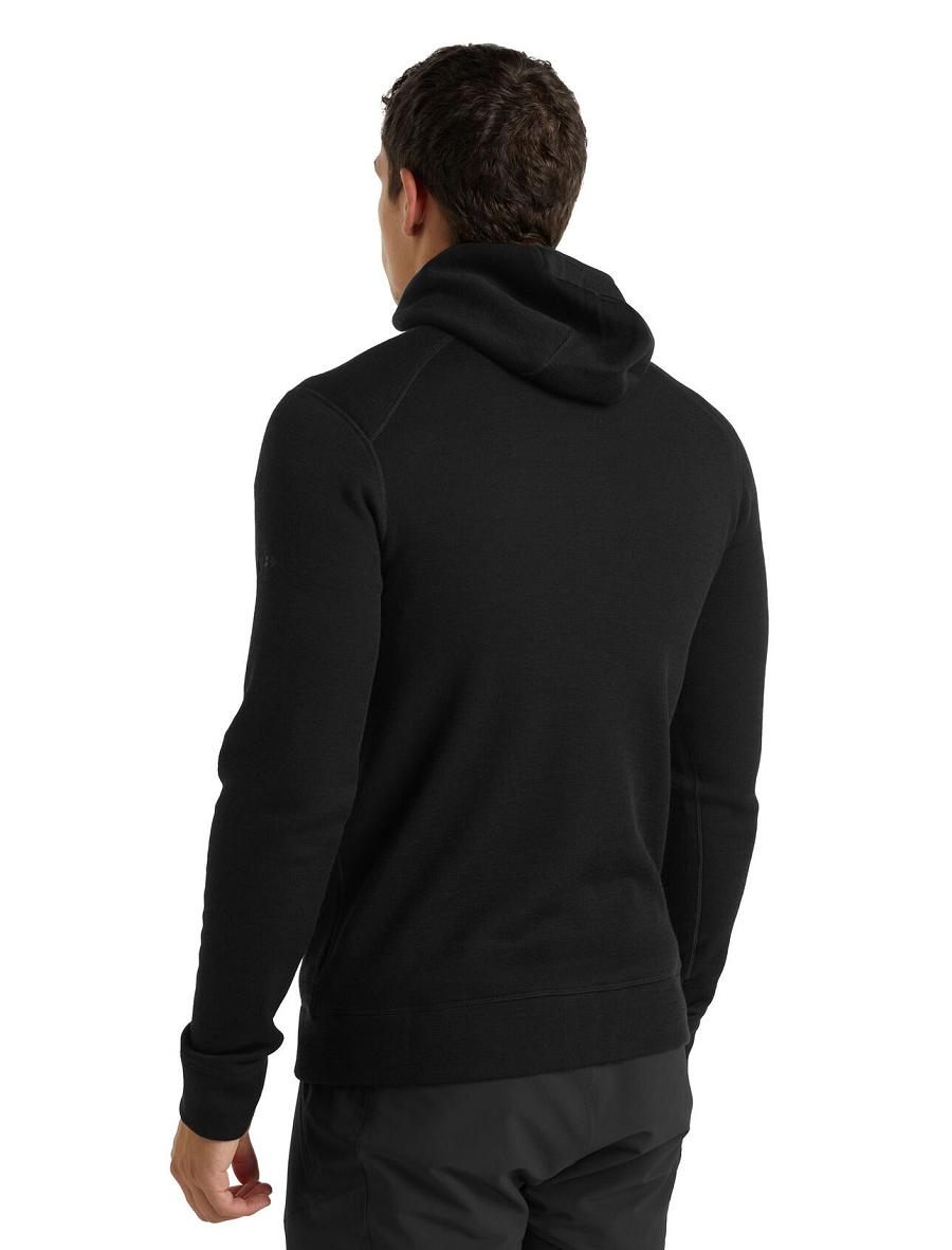 Vestes Icebreaker RealFleece® Merino Elemental Long Sleeve Zip Hood Homme Noir | FR 1241VRWD